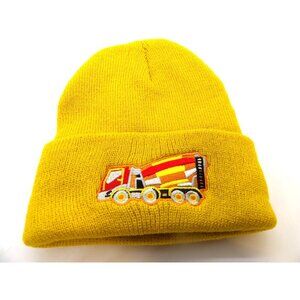 Knit Beanie Hat Boy's with Embroidered Large Truck Logo Gold New